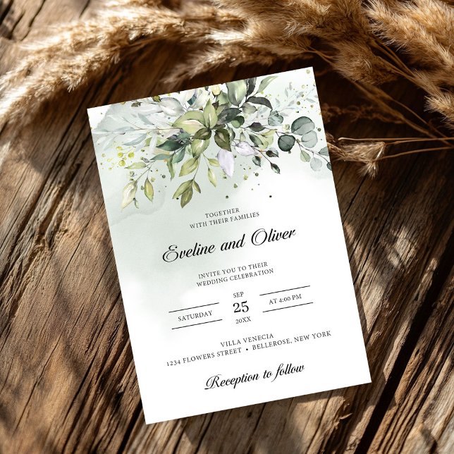 Modern greenery boho eucalyptus watercolor wedding invitation (Modern greenery boho eucalyptus watercolor wedding invitation)