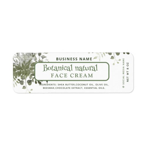 Modern greenery botanical elegant face cream label