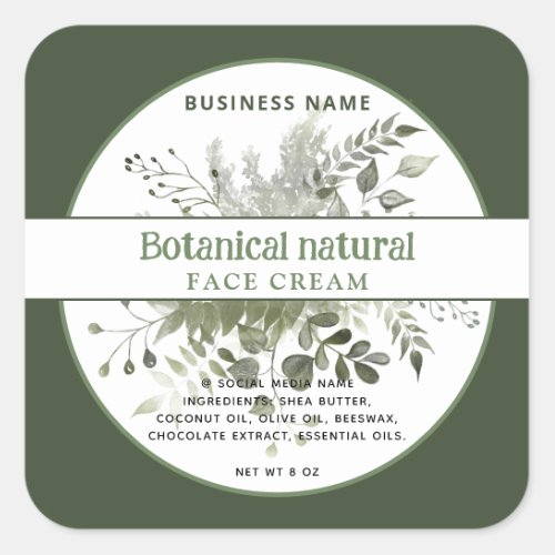 Modern greenery botanical elegant product  square sticker