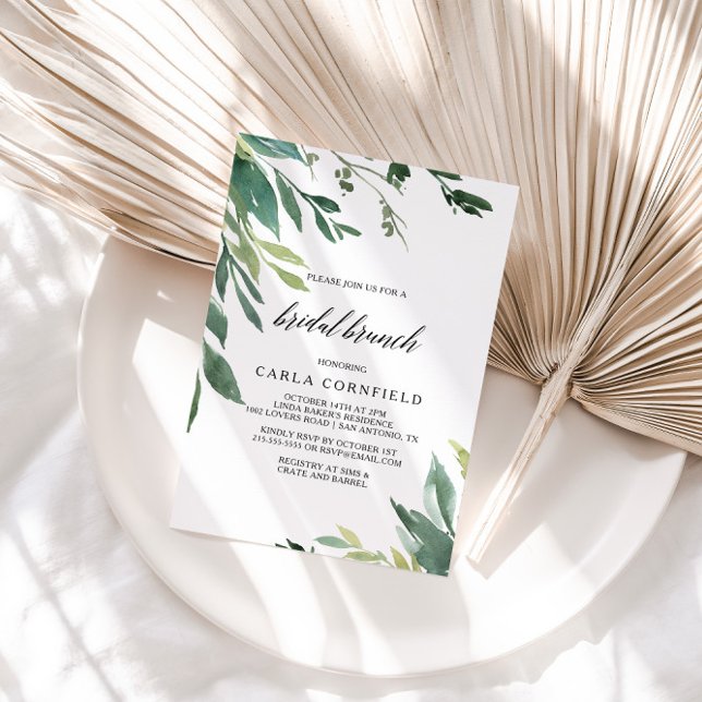 Modern Greenery Botanical Foliage Bridal Brunch Invitation (Creator Uploaded)