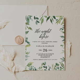 Modern Greenery Botanical Foliage The Night Before Invitation