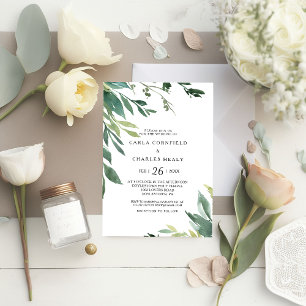 Modern Greenery Botanical Foliage Wedding Invitation