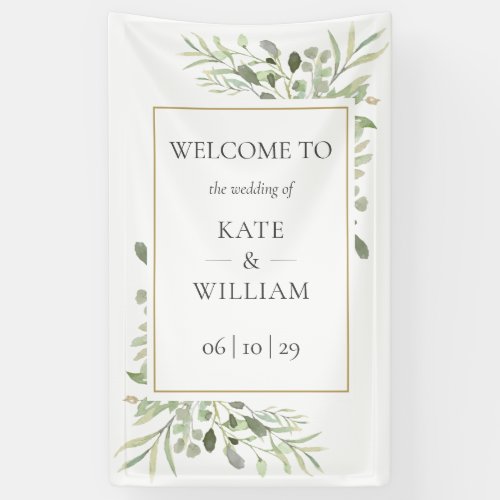 Modern Greenery Botanical Wedding Welcome Sign