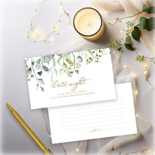 Modern Greenery Bridal Shower Date Night Card