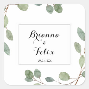 Modern Greenery Calligraphy Wedding Envelope Seals