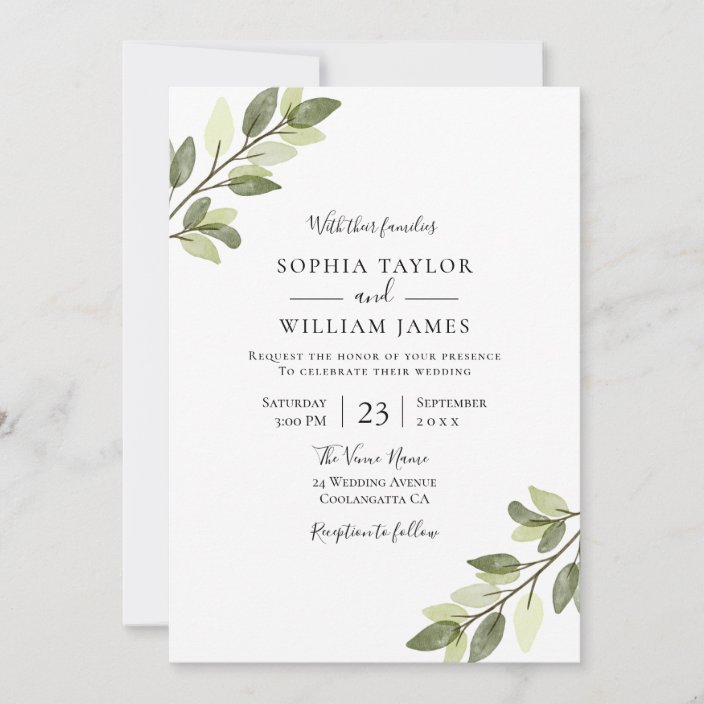 Modern Greenery Elegant Wedding Invitation | Zazzle.com