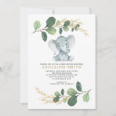 Modern Greenery Elephant Jungle Baby Shower Invitation (Front)