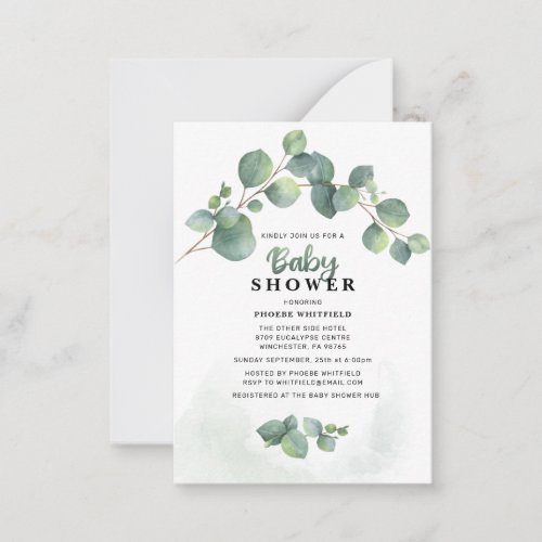 Modern Greenery Eucalyptus Baby Shower Note Card