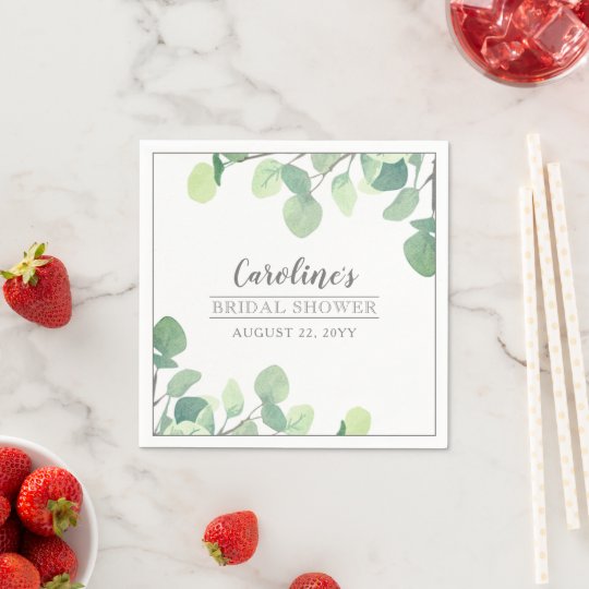 Modern Greenery Eucalyptus Bridal Shower Napkins