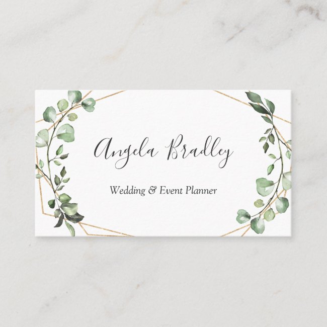 Modern Greenery Eucalyptus Geometric Frame Business Card
