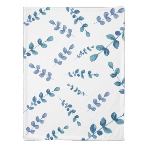 Modern greenery eucalyptus leaves watercolor duvet cover