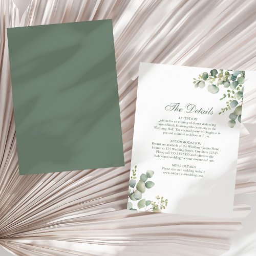 Modern Greenery Eucalyptus Wedding Details Card