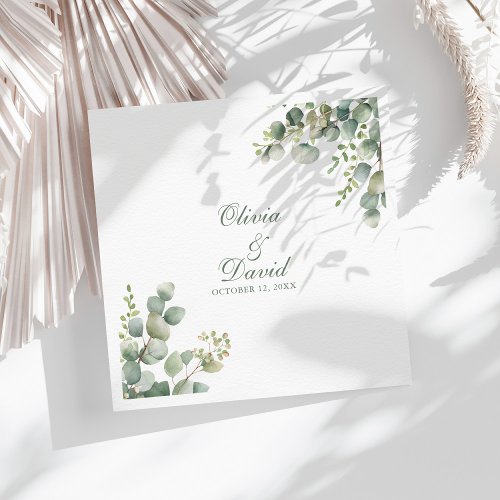 Modern Greenery Eucalyptus Wedding Paper Dinner Napkins