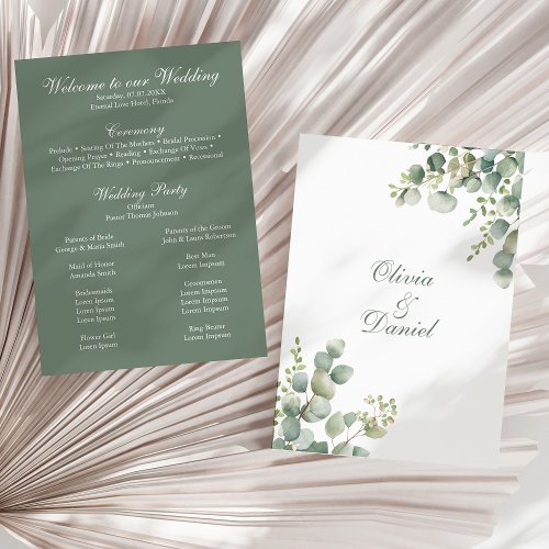 Modern Greenery Eucalyptus Wedding Program