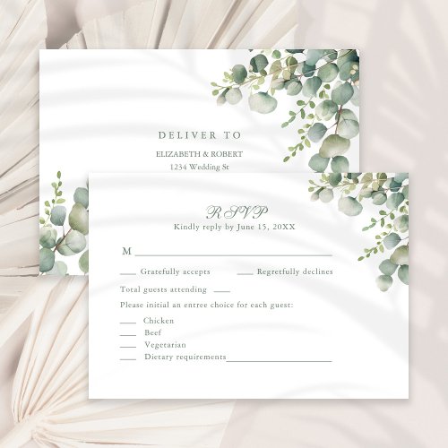 Modern Greenery Eucalyptus Wedding RSVP Card