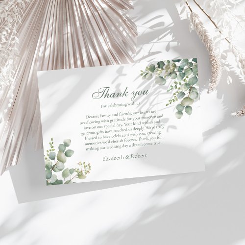 Modern Greenery Eucalyptus Wedding Thank You Card