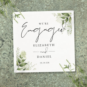 Modern Greenery Floral Engagement Party Napkins