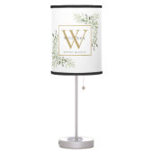 Modern Greenery Floral Gold Initial Monogram Table Lamp (Left)