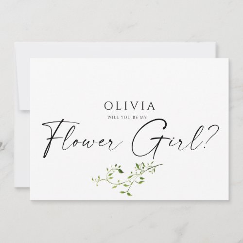 Modern Greenery Flower Girl Proposal Wedding Card