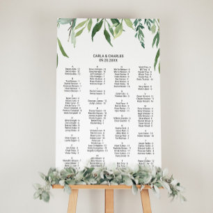 Modern Greenery Foliage Alphabetical Seating Chart
