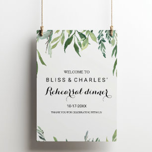 Modern Greenery Foliage Rehearsal dinner Welcome Poster