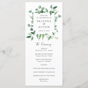 Modern Greenery Frame Eucalyptus Leaves Wedding Program