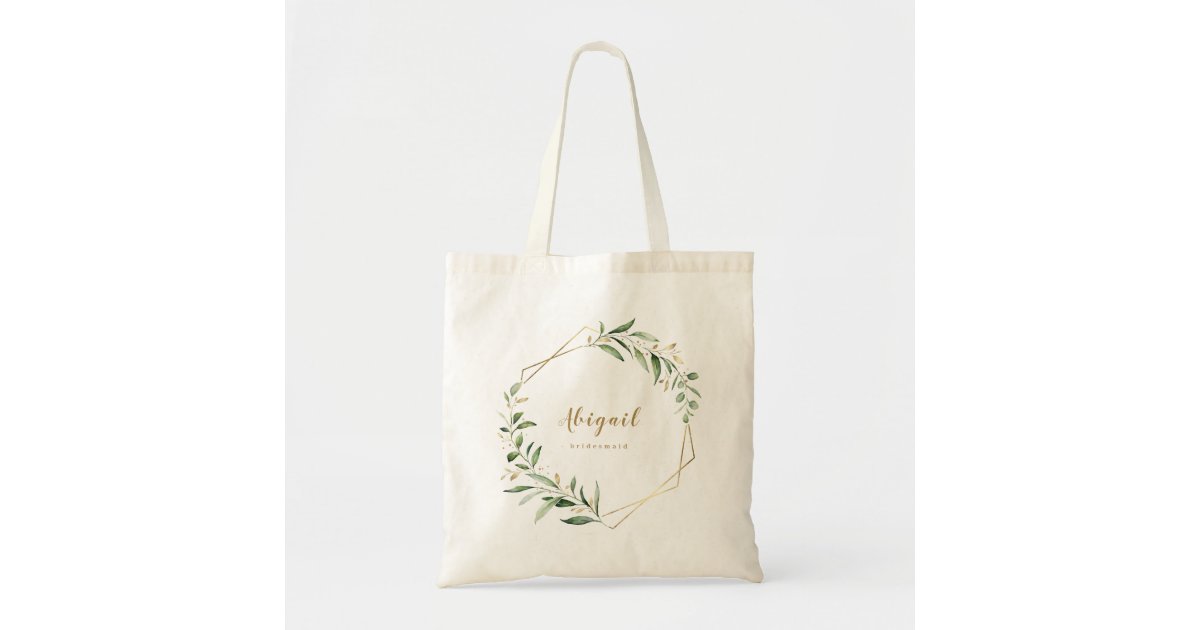 Gold & Greenery Bridal Party Tote Bags