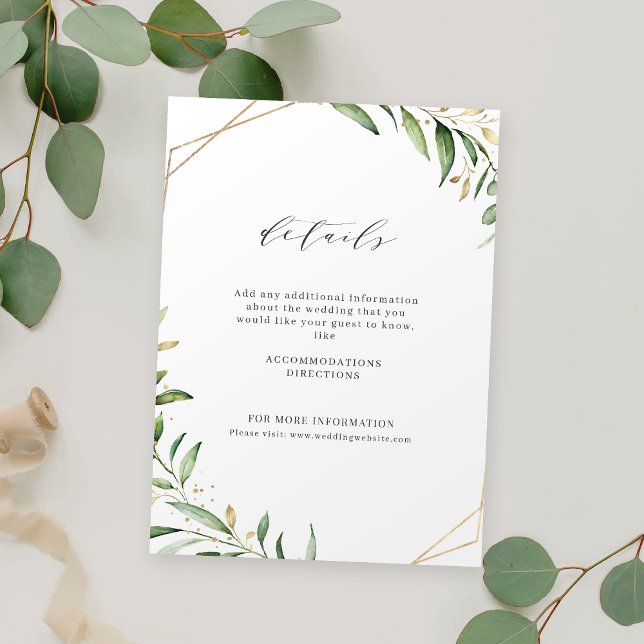 Modern Greenery Gold Geometric Rustic Wedding Enclosure Card (Modern Greenery Gold Geometric Rustic Wedding Enclosure Card)