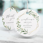 Modern Greenery Gold Geometric Rustic Wedding Favor Tags<br><div class="desc">Rustic watercolor botanical foliage greenery design and faux gold foil leaves and geometric frame,  with couple's names and wedding date,  and thank you information on the back,  simple and elegant,  great welcome wedding favor tags for summer rustic wedding,  spring botanical garden wedding. 
See all the matching pieces in collection</div>