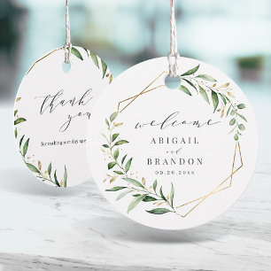 Modern Greenery Gold Geometric Rustic Wedding Favor Tags