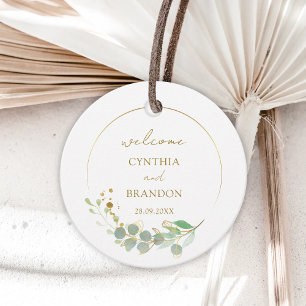 Modern Greenery Gold Geometric Rustic Wedding Favor Tags