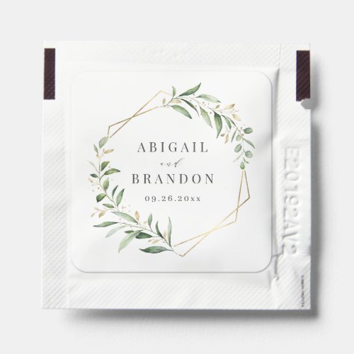 Modern Greenery Gold Geometric Rustic Wedding Hand Sanitizer Packet