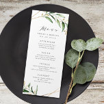 Modern Greenery Gold Geometric Rustic Wedding Menu<br><div class="desc">Rustic watercolor botanical foliage greenery design with faux gold foil leaves and geometric frame,  with trendy menu script,  simple and elegant,  great for green and gold summer rustic wedding,  spring botanical garden wedding. 
See all the matching pieces in collection</div>