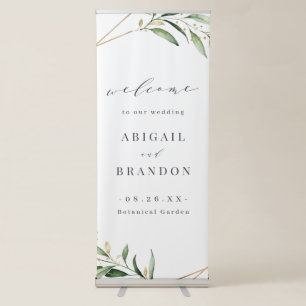 Modern Greenery Gold Geometric Rustic Wedding Sign