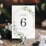 Modern Greenery Gold Geometric Rustic Wedding Table Number<br><div class="desc">Rustic watercolor botanical foliage greenery design with faux gold foil leaves and geometric frame,  with trendy table script,  simple and elegant,  great for summer rustic wedding,  spring botanical garden wedding. 
See all the matching pieces in collection</div>