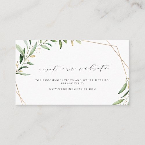Modern Greenery Gold Wedding Website Insert Card