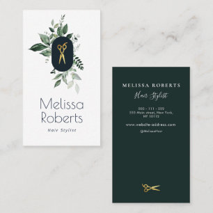 modern greenery hair stylist business card