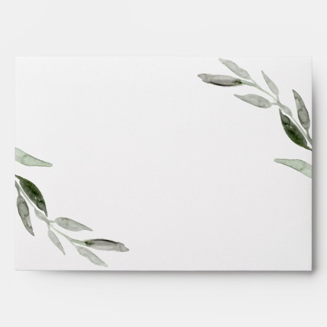 Modern Greenery Leaf All Occasion Wedding Envelope (Front)
