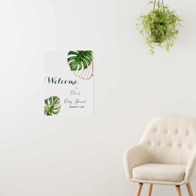 Modern Greenery Leaf Gender Neutral Baby Shower Fo Foam Board (In Situ (Wall))