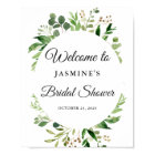Modern Greenery Leaves Wreath Bridal Shower Sign