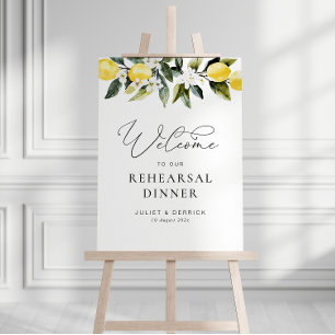 Modern Greenery Lemon floral rehearsal dinner sign
