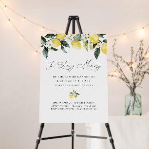 Modern Greenery Lemon Floral Wedding Memorial Sign