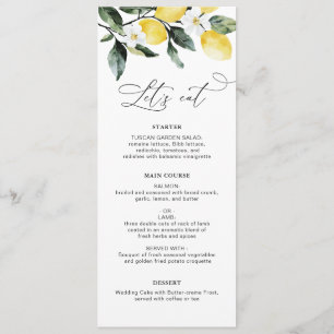 Modern Greenery Lemon Floral Wedding Menu