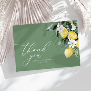 Modern Greenery Lemon Floral Wedding Thank You Card