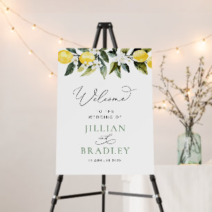 Modern Greenery Lemon Floral Wedding Welcome Sign