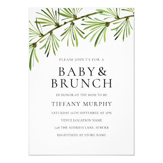 Modern Greenery Neutral Baby Shower Brunch Invite Zazzle Com