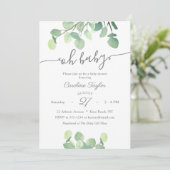 Modern Greenery Oh Baby Simple Baby Shower Invitation (Standing Front)