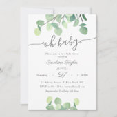 Modern Greenery Oh Baby Simple Baby Shower Invitation (Front)