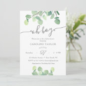 Modern Greenery Oh Boy Simple Baby Shower Invitation (Standing Front)