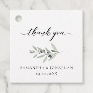 Modern Greenery Olive Oil Branch Wedding Favor Tag